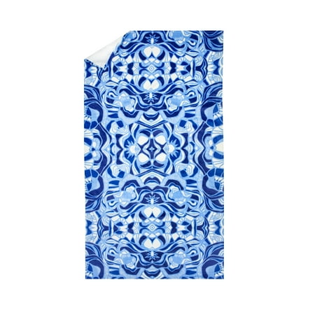 Rochelle Porter Design, Whirled Beach Towel, 40" x 70", Blue, White, Rectangle , 1 Piece, Cotton, Adult