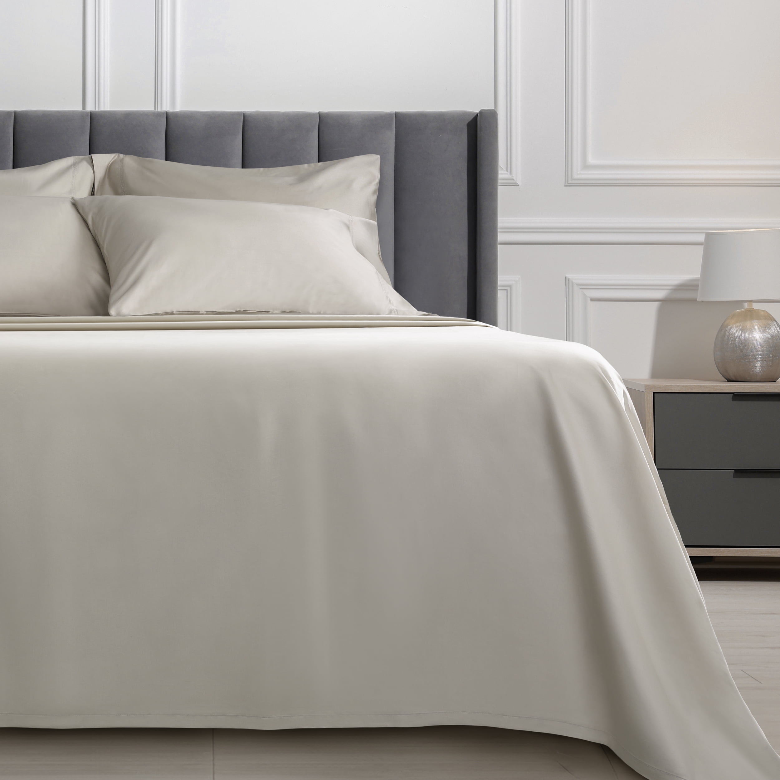 Serta 6-Piece 800 Thread Count Beige Cotton Rich Adult Bed Sheet Set, King - Deep Pocket