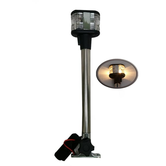Pactrade Marine Boat 11" Foldable Dual Mount Anchor Stern Light Aluminum Pole
