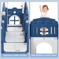thumbnail image 3 of 8 in 1 Toddler Slide Indoor Playground, Indoor Slide Toddler Playset for Toddlers 4+, Kids Outdoor Playground with Basketball Hoop, Climber, Crawling Tunnel, Telescope, Toy Storage(Blue), 3 of 8