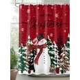 thumbnail image 3 of Red Christmas Bathroom Curtain 72 Inch Shower Stall Curtain with Hooks, Snowman Snowflake Xmas Tree Waterproof Polyester Bath Curtain Washable Bathtub Curtain 36''x 72'', 3 of 6