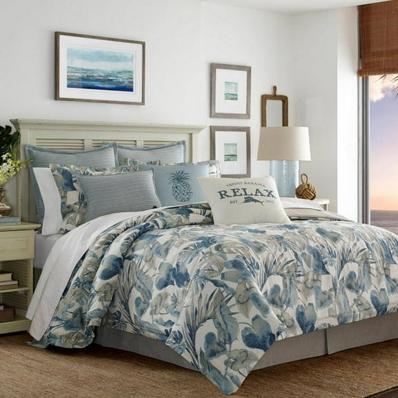 Raw Coast 3-Piece Blue Floral Cotton King Duvet Cover Set