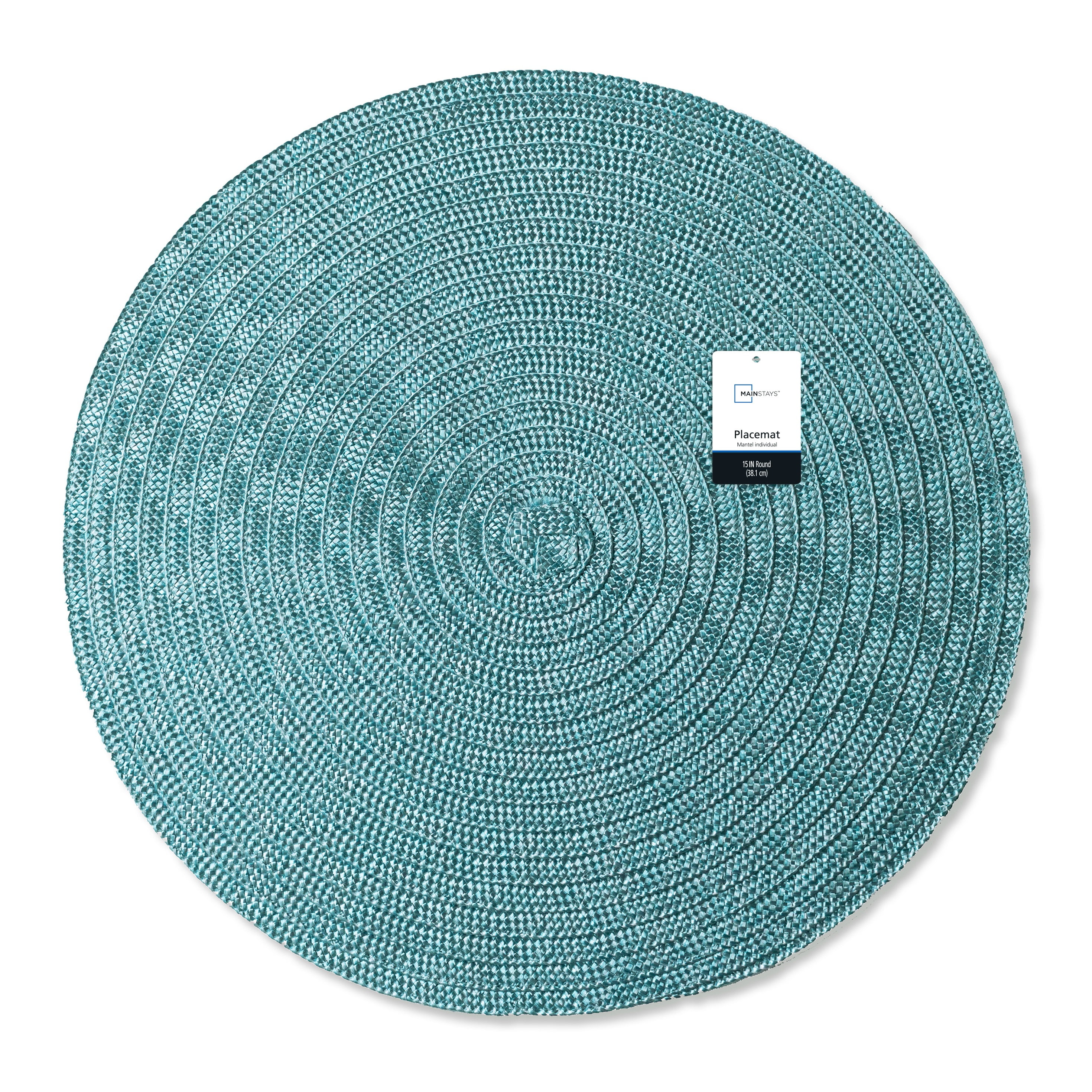 (2 pack) Mainstays Lava Round Table Placemat, 100% Polyester, Teal, 15 in