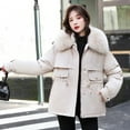 thumbnail image 4 of jsaierl Womens Winter Jacket Warm Overcoat Slim Faux Fur-Collar Zipper Thicker Coat Outwear, 4 of 9