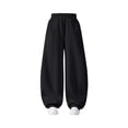 thumbnail image 6 of Miluxas Boys Baggy Sweatpants Wide Leg Casual Sweat Pants with Pockets Elastic Waist Loose Fit Pants Black 9-10 Years, 6 of 9