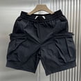 thumbnail image 2 of JTieacloth Mens Breathable Work Shorts Men's Summer Baggy Large Pocket Style Wide Leg Casual Quarter Pants,Black, 2 of 5