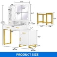 thumbnail image 2 of DEXTRUS 3 Drawers Makeup Vanity with Adjustable Lighting and Power Outlet, White, 2 of 10