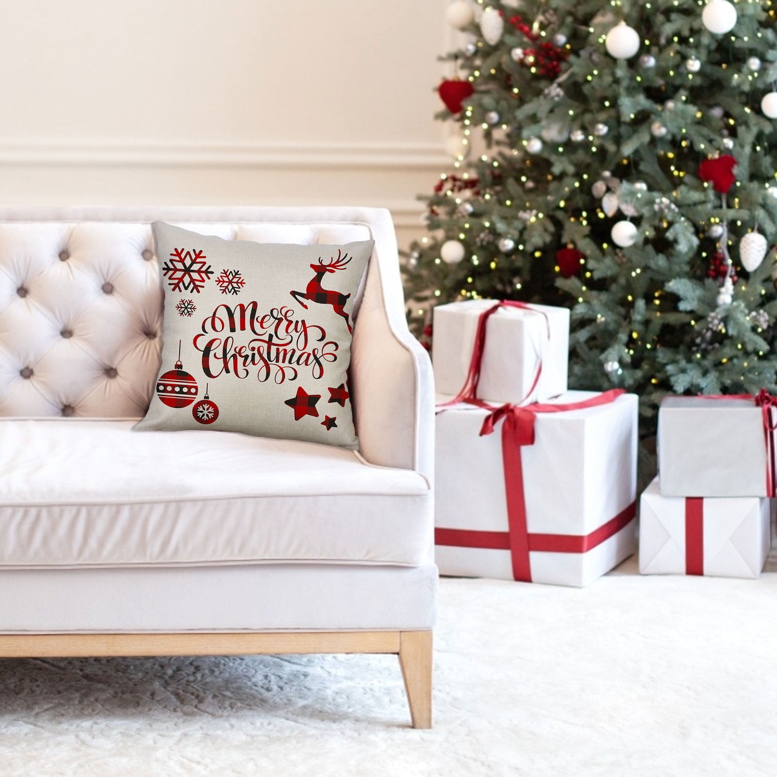 Janrevotw 4 Pcs Housse De Coussin De Noël Housse De Coussin De Noël Décoration De Vacances Grinch Coussin Housse