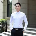 thumbnail image 3 of Camisa casual de manga larga para hombre, corte ajustado, vestimenta profesional de negocios, suaviza tu silueta, ropa de trabajo, ropa de carrera, 3 of 4