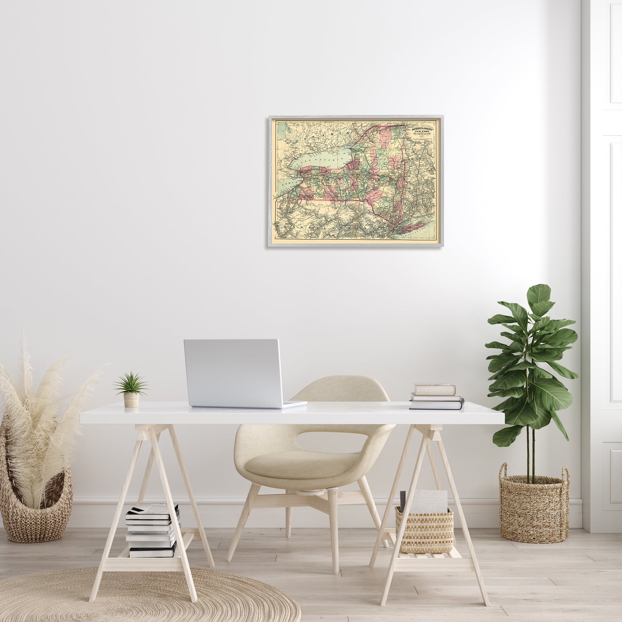 Stupell Industries Historic New York US State Map Vintage Cartography, 30 x 24, Design by Daphne Polselli