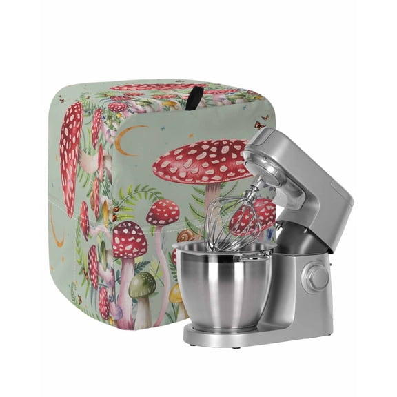 Mushroom Stand Mixer Dust Cover with Storage Pocket & Handles, Sage Green Butterfly Moon Eucalyptus Leaf Fits All Tilt Head & Bowl Lift Kitchen Appliance Cover Organizer Bag Accessories, 6-8 Quart