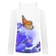 thumbnail image 5 of Moda mujer Casual manga larga fuera del hombro Halter cuello en V estampado de mariposa Top blusa Pompotops  gfhjh22984, 5 of 5