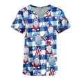 thumbnail image 4 of MELDVDIB Women Nursing Scrub Tops Independence Day Flag Print T Shirt V-Neck Working Uniform Workwear Pocket Tops, Gift, 4 of 5