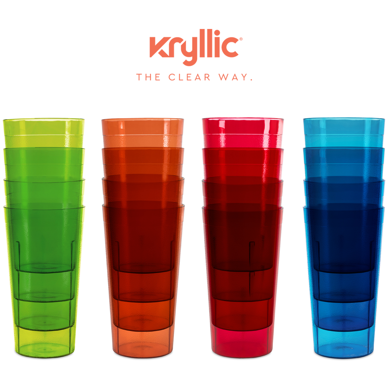 Plastic Cup Tumblers Drinkware Glasses - Break Resistant 20 oz. Kitchen Restaurant High Quality Set of 16 in 4 Assorted Colors - Best Gift Idea By Kryllic - image 4 of 11