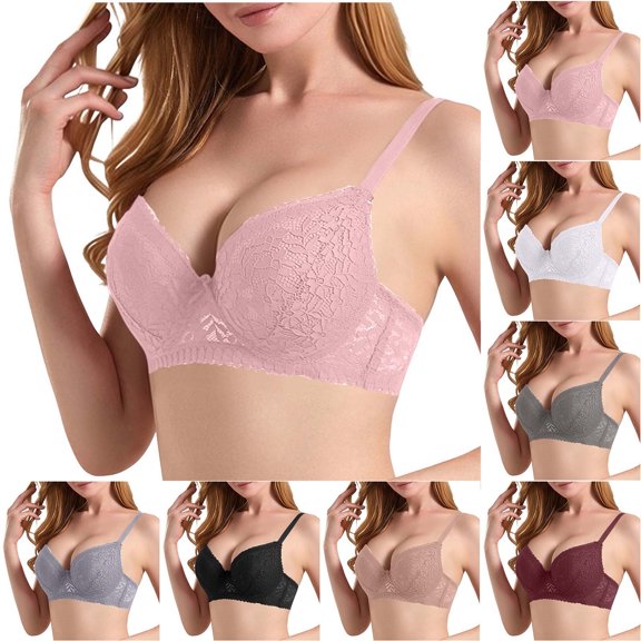 Byworldtasic Women's Plus Size Minimizer Bras Lace Underwire Push Up Everyday Floral Full Coverage Bralette