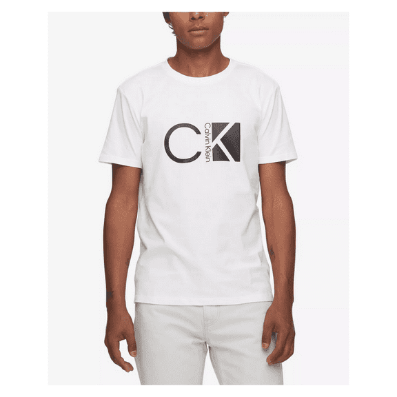 Calvin Klein Men's Logo-Graphic T-Shirt, Brilliant White,Large