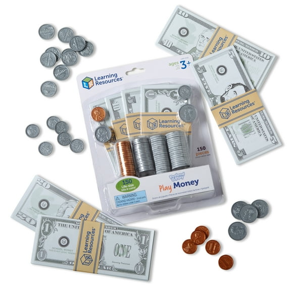 Learning Resources Pretend & Play, Play Money for Kids, Counting, Math, Currency, 150 Pieces, Ages 3 