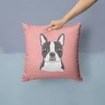 thumbnail image 2 of Caroline's Treasures BB1203PW1414 Checkerboard Pink Boston Terrier Canvas Fabric Decorative Pillow , 14Hx14W, multicolor, 2 of 4
