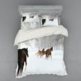 thumbnail image 2 of Ambesonne Winter Bedding Set 3 Pcs, Horses in Snowy Forest, Twin, Brown White, 2 of 3
