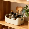 thumbnail image 4 of Beige Plastic Storage Box | Kitchen & Pantry Organization Container | Multi-Spec Snack & Utensil Organizer with Handles | 9.6X6.7X4 Inches, 4 of 6