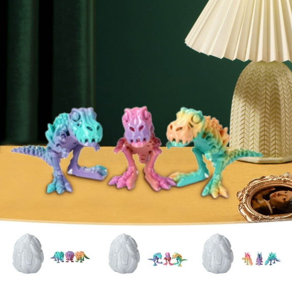 3Pcs 3D Printed Dragon Egg Set under $5! Yannianjz 3D Printed Articulated Dragon, Crystal Dragon Egg Set, Dragon Desk Toy for Office, Fidget Dragon Model for Collectors
