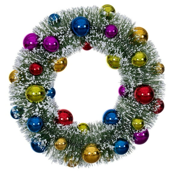 18" Frosted Green Wreath Multi Balls