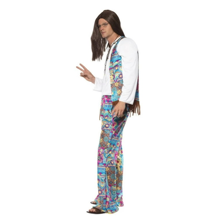 Groovy Hippie Costume Adult Blue Floral Groovy Hippie Costume Adult Blue Floral