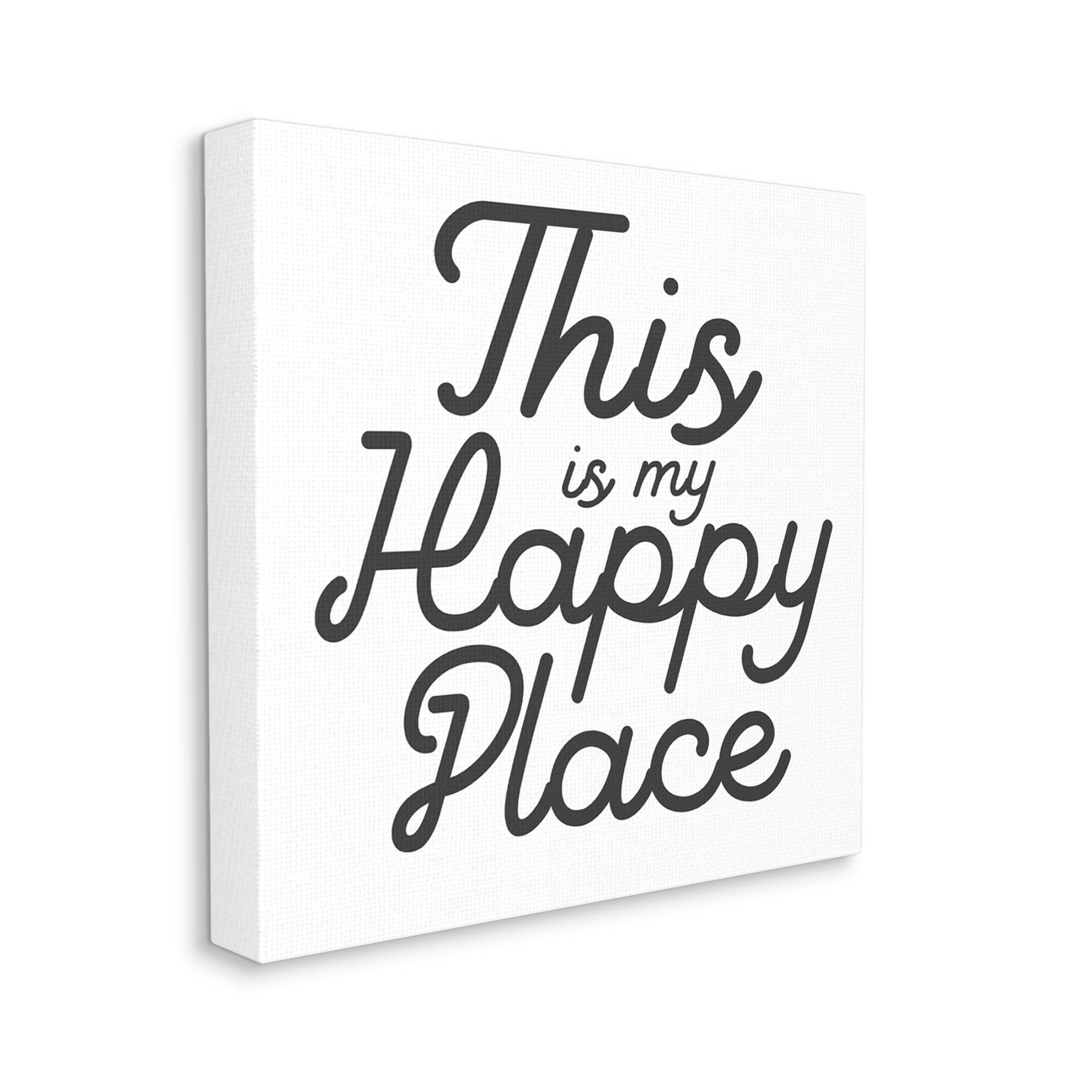 Stupell Industries Happy Place Typography Graphic Art Gallery Wrapped Canvas Print Wall Art, Design by Daphne Polselli