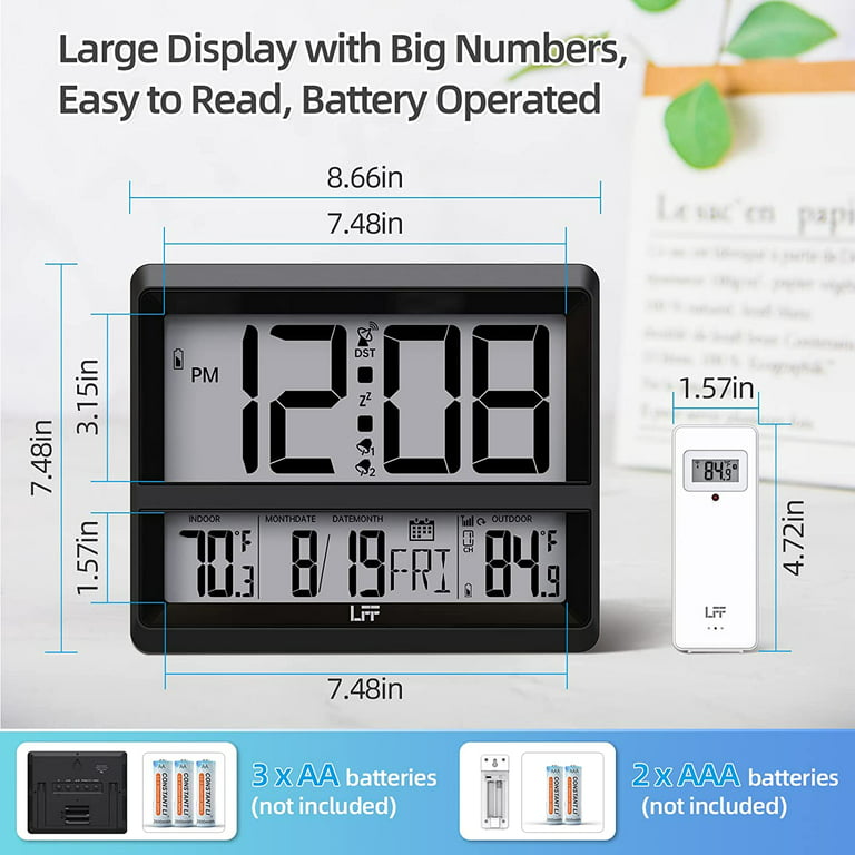 8'' Wireless Outdoor Clock Thermometer