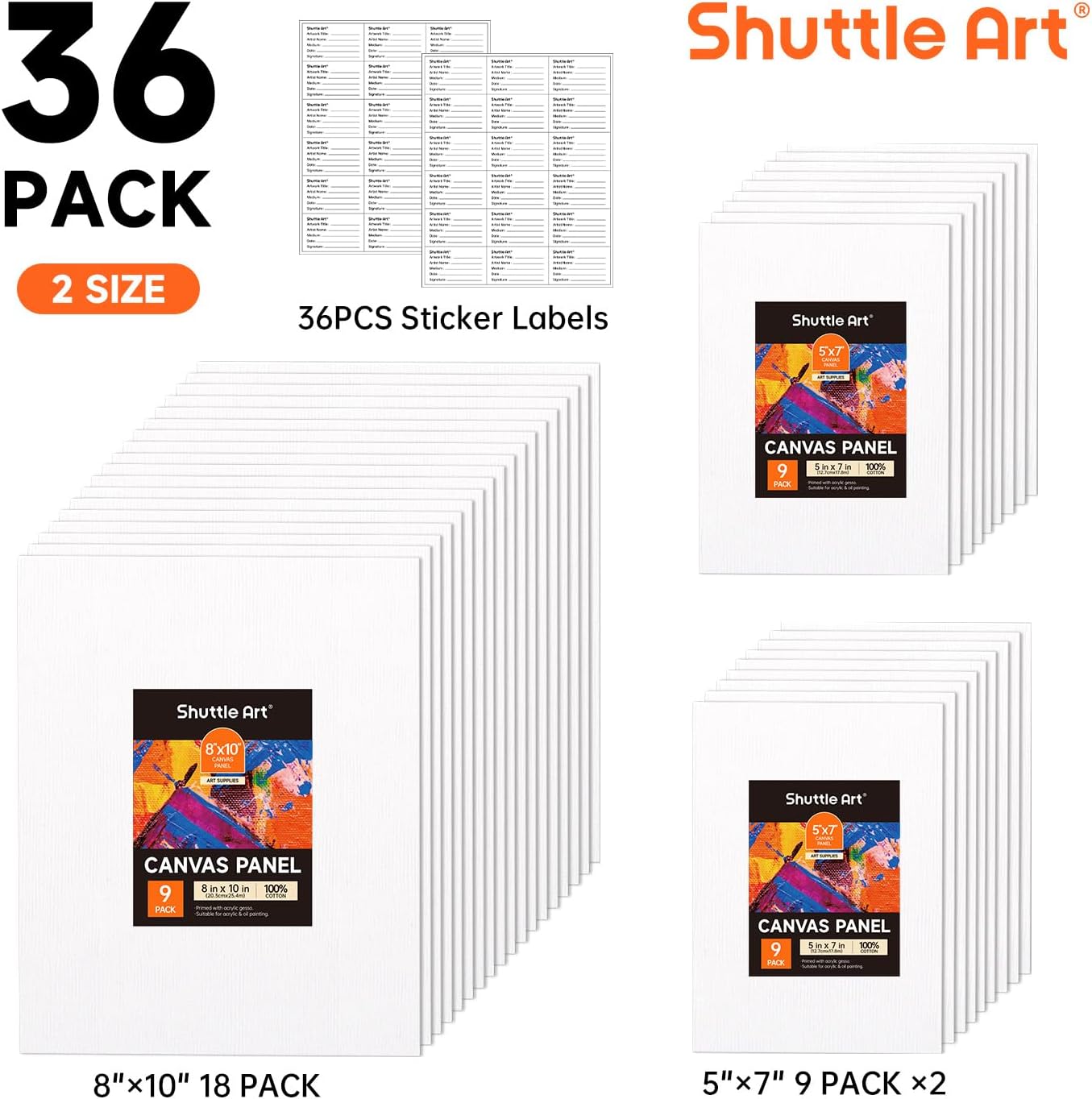 Shuttle Art Canvas Panels, 36 Pack, 5x7 & 8x10 Inches photo 2