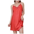 thumbnail image 1 of Camisón de seda con cuello en V para mujer - Tirantes finos, bajo con volantes - Ropa de dormir/spa - S-XL, 1 of 3