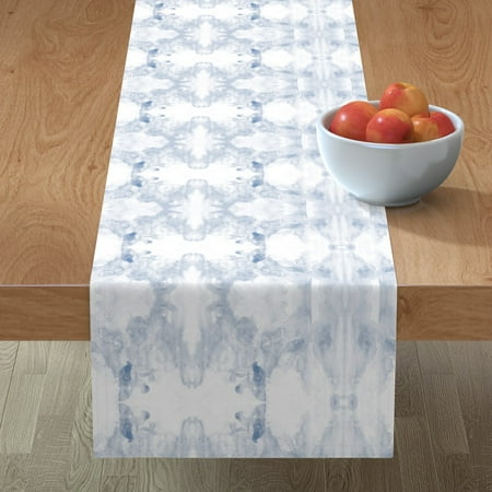 

Cotton Sateen Table Runner 72 - Indigo Pale Watercolor Blue Abstract Painterly Shibori Japanese Inspired Soft Pastels Print Custom Table Linens by Spoonflower