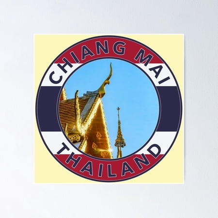 Poster Chiang Mai, Thailand Round Emblem - No Framed, Vintage Wall Art, Trendy Retro Print, Positive Quote Poster, Room Decor, Wall Art, Poster Only