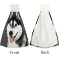 thumbnail image 4 of Hanging Towels 1 Pcs, Dish Towels Portrait of Siberian Husky Absorbent Hand Towels with Hanging Loop Washcloth for Bathroom Kitchen, 4 of 6