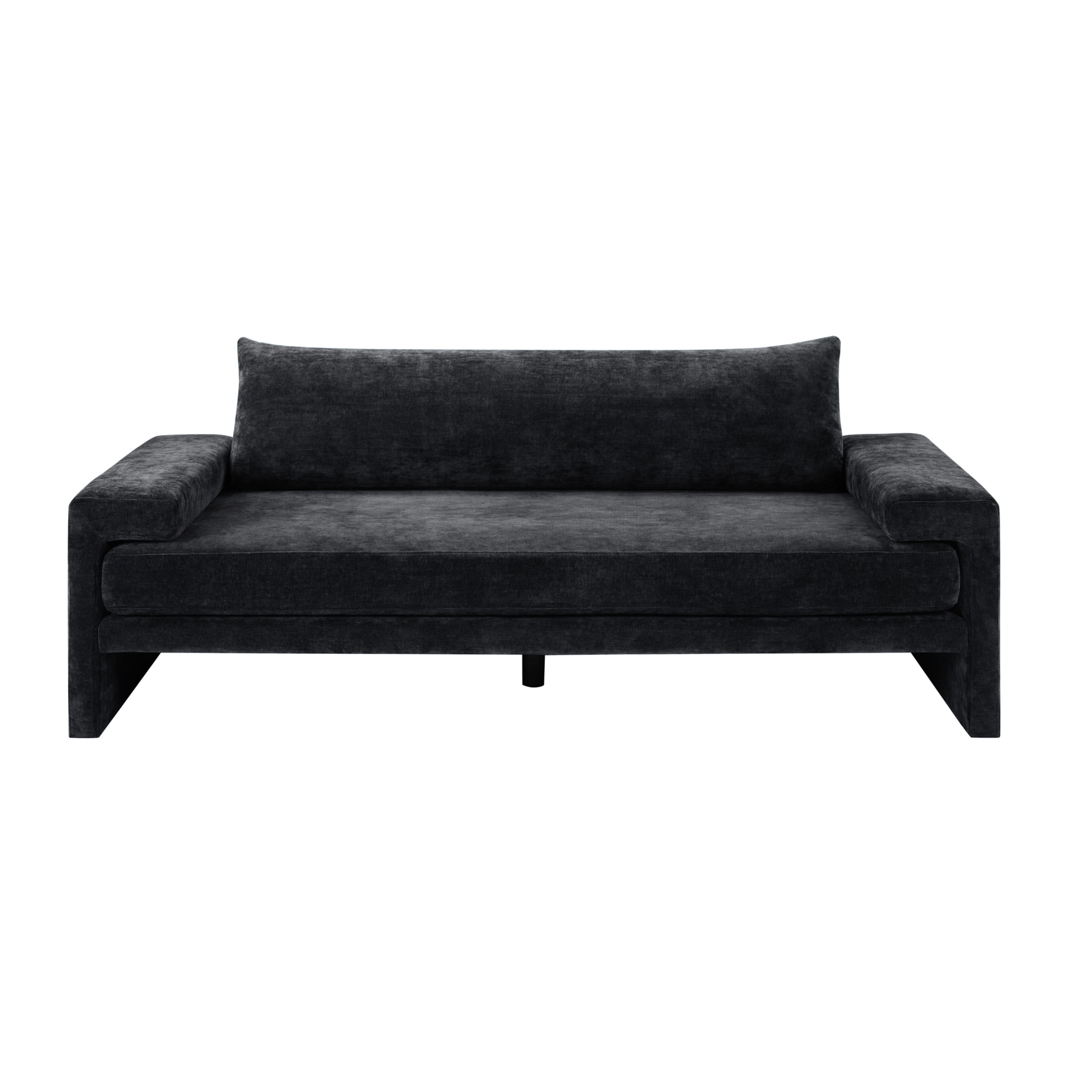 Christopher Knight Home 3-Seater Sofa with Chenille Upholstery, Wide Armrests, Thick Cushion, Black