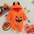 thumbnail image 2 of Coerni My First Halloween Romper Baby Boy Stripe Long Sleeve Hooded Jumpsuit Hat Halloween Clothes Set Kids Cosplay Jumpsuit, 2 of 9