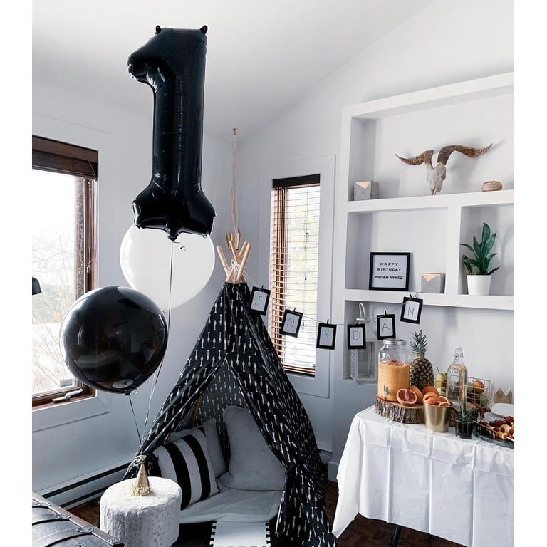 40 Inch Black Crown & Number 4 Balloon Set - 4th Birthday Party Decorations