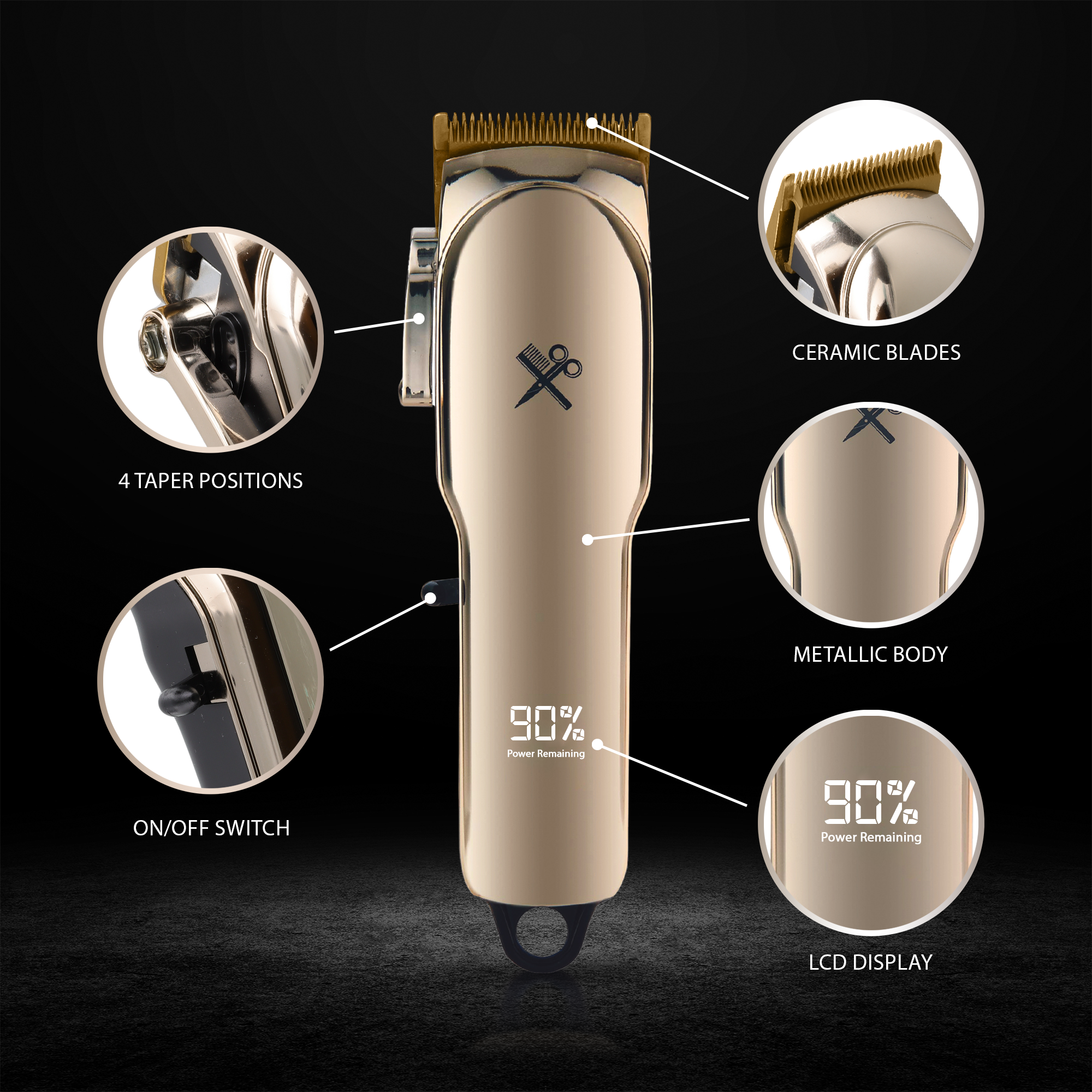 Cutting Edge Cordless Rechargeable Hair Clippers, 6 Combs photo 4