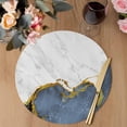 thumbnail image 3 of Blue Gold Marble Round 13 Inch Placemats Set of 6, Modern Abstract Marble Crack Texture HeatResistant Non Slip Place Mats for Dining Table, Wipeable Braided Kitchen Table Mats for Housewarming, 3 of 9