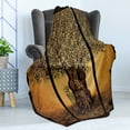thumbnail image 4 of Tree of Life Soft Flannel Fleece Throw Blanket, Triptych of Old Mature Olive Tree Mediterranean Greece Style Nature Graphic, Cozy Plush for Indoor and Outdoor Use, 50" x 60", Multicolor, by Ambesonne, 4 of 5