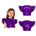thumbnail image 2 of iiniim Girls Sparkle Sequin Dance Shirt Ruffle Sleeveless Crop Top For Jazz Hip-hop Stage Performance Purple 8, 2 of 7