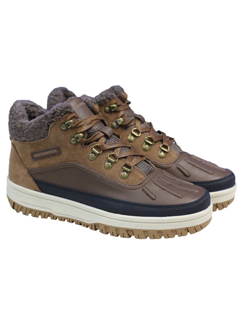 Weatherproof Mens Leather Winter Snow Boots, Brown, Size 10  display picture 2