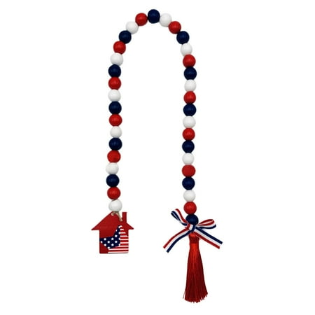 

Wall Night Light Independence Day Tassel Wooden Bead String DIY Charm Party Decoration