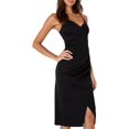 thumbnail image 3 of Lulus All This Appeal Vestido de cóctel midi ajustado para mujer con tirantes finos y escote en V, negro, 3 of 4