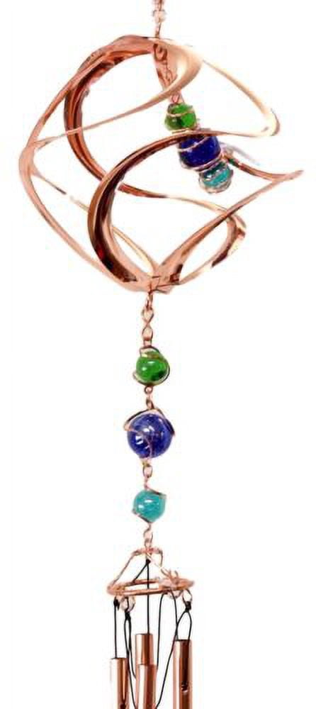 Ebros Caterpillar In Spiral Copper Metal Wind Chime With Colorful Marbles 31"L