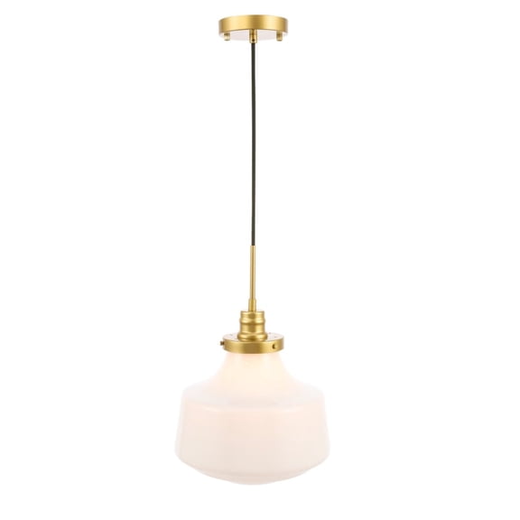 Lyle 1 light Brass and frosted white glass pendant
