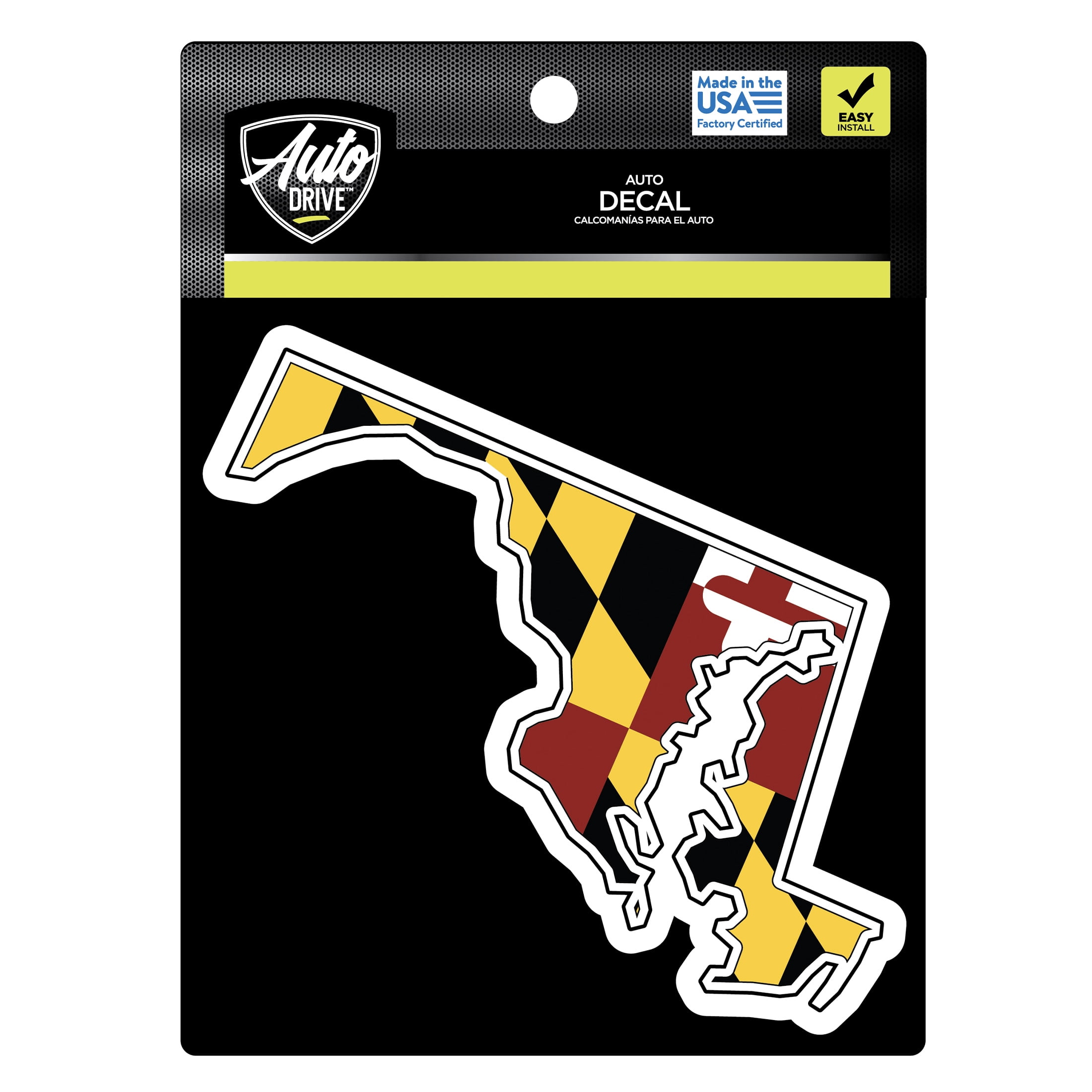 (2 pack) Auto Drive Maryland State Vinyl Automotive Decal, Multicolor, 6.75” x 4”