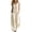 Beige, variant on Summer Womens Jumpsuit Striped Sleeveless V-neck Button Up Cardigan Wide Legs Pockets Pants Casual Jumpsuit