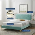 thumbnail image 6 of Platform Bed Frame, Twin Size, Velvet, Blue, Modern Contemporary Urban Design, Bedroom Master Guest Suite, 6 of 10