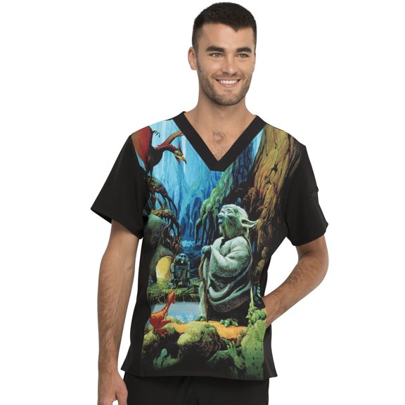 Tooniforms Scrubs Top for Men V-Neck Plus Size TF708, 2XL, Jedi Master I Am